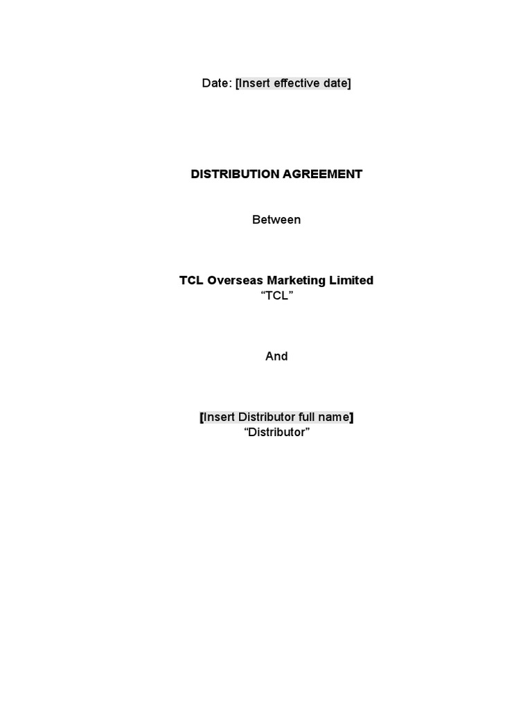 TCL Brand Distribution Agreement PDF
