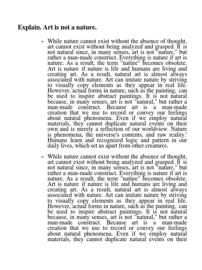 Explain. Art Is Not A Nature. PDF Nature Paintings
