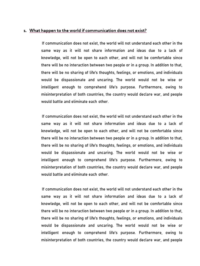 Consequences of a World Without Communication | PDF | Feeling ...