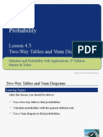 Probability: Lesson 4.3 Two-Way Tables and Venn Diagrams