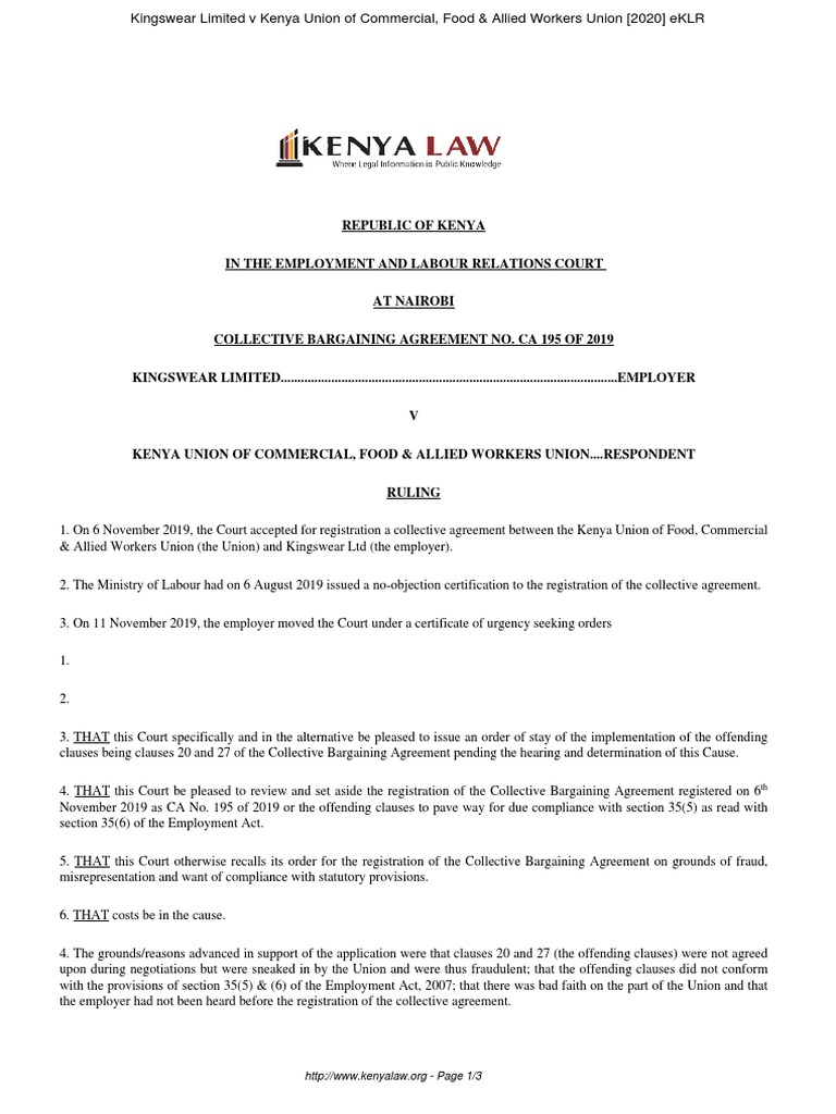 Collective Bargaining Agreement Case 195 of 2019 PDF Collective