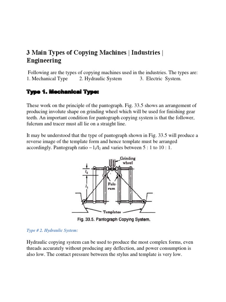 3 Main Types of Copying Machines - Industries - Engineering: Type # 2 ...