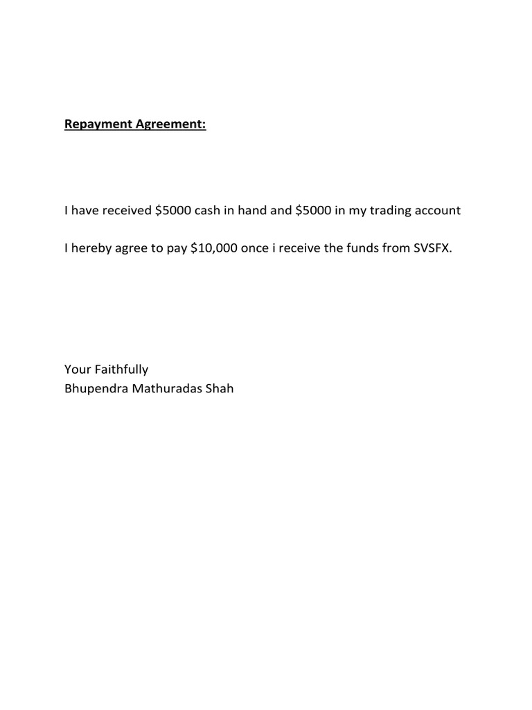 $10,000 Repayment Agreement Details | PDF
