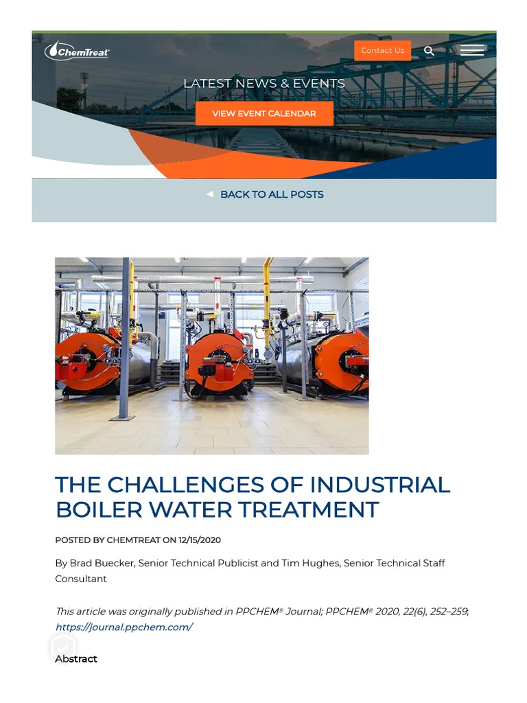 Chemtreat Challenges of Industrial Boiler Water Treatment PDF