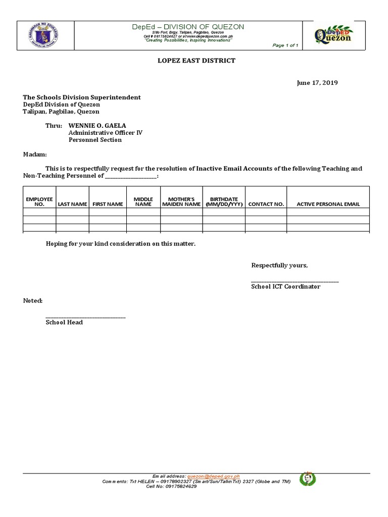 Request for DepEd Email Reactivation | PDF