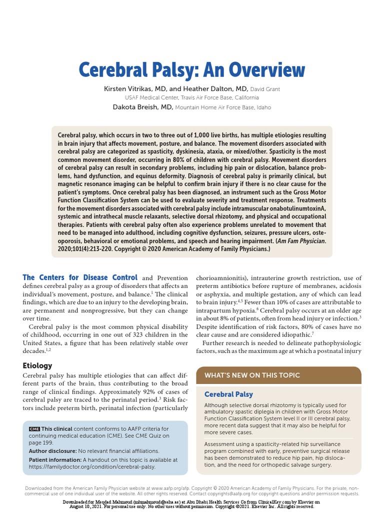 Cerebral Palsy An Overview PDF Cerebral Palsy Urinary Incontinence