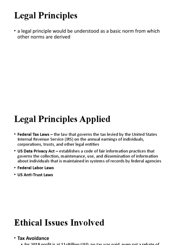 Legal Principles: - A Legal Principle Would Be Understood As A Basic ...