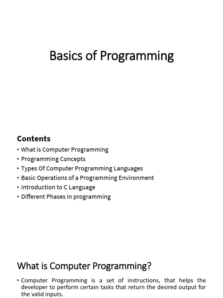 Basics of Programming | PDF | Assembly Language | Programming Language