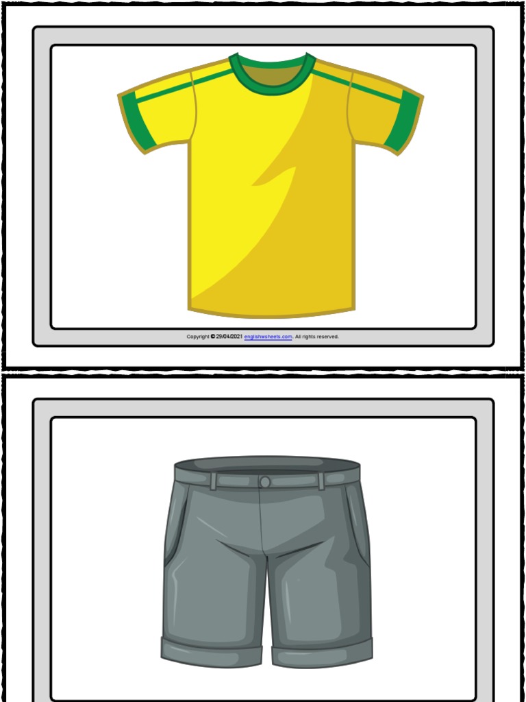 Clothes Vocabulary Esl Printable Flashcards Without Words For Kids | PDF