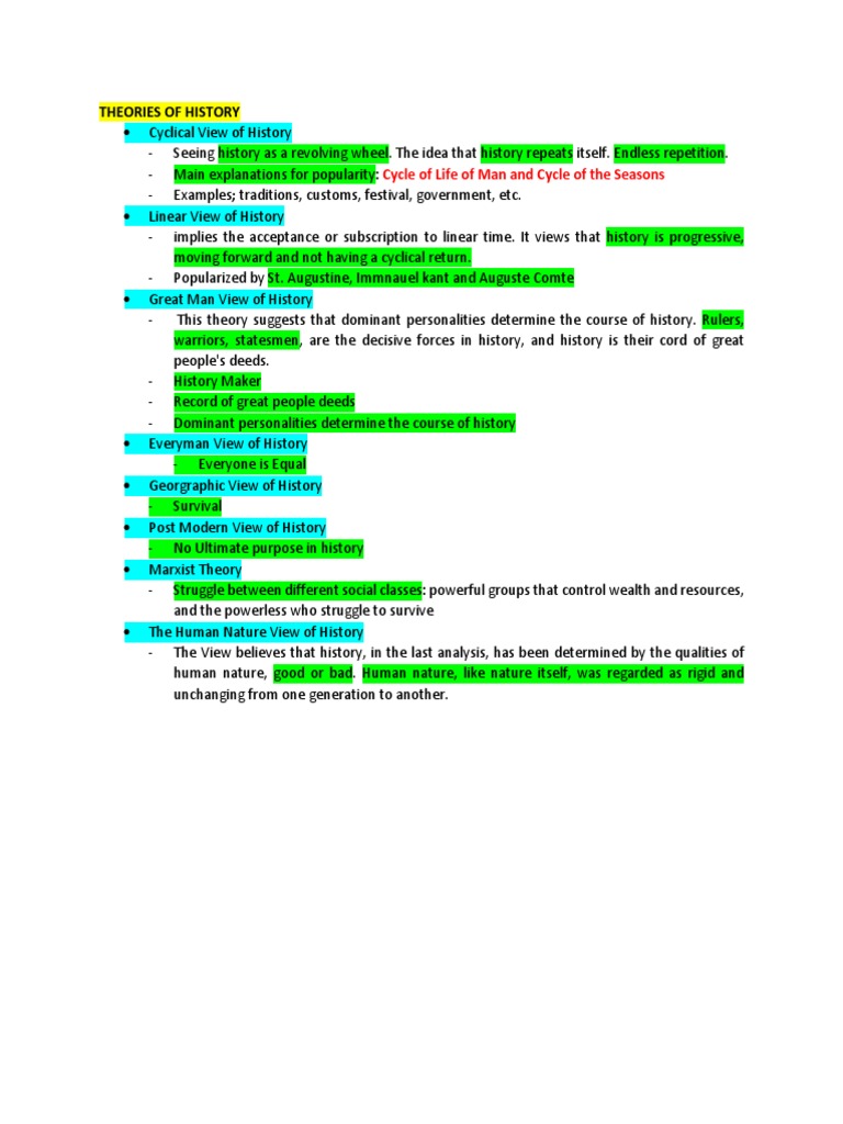 An Analysis of Major Theories of History: Cyclical, Linear, Great Man ...