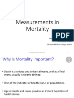 Measurements in Mortality: Prof. Venkata Raghava Mohan Community Health Christian Medical College, Vellore