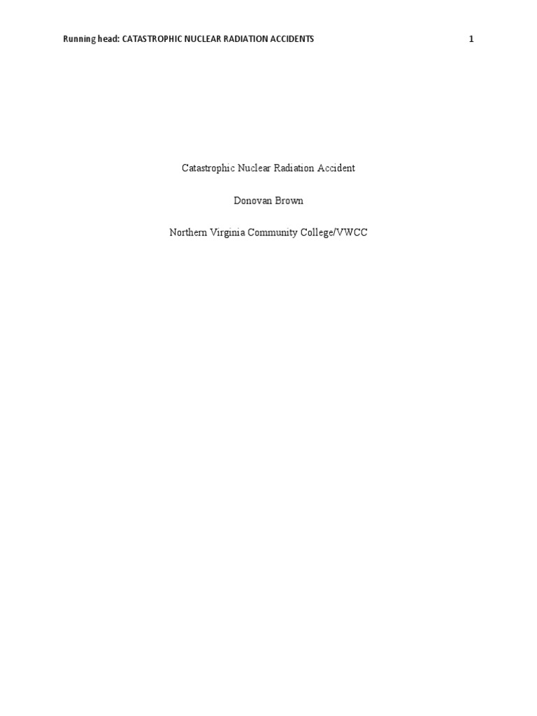 Catastrophic Nuclear Radiation Accident Pdf Acute Radiation