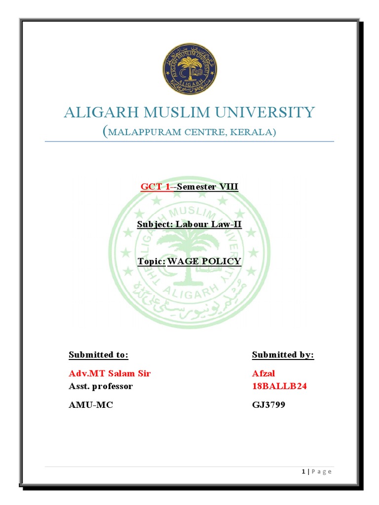 Wage Policy in India Download Free PDF Labour Economics Living Wage