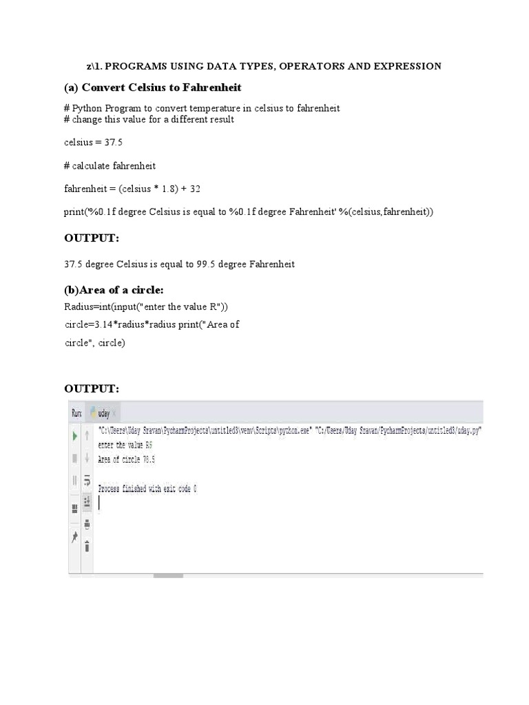 CS018 - Python Lab Manual | PDF | Fahrenheit | Celsius