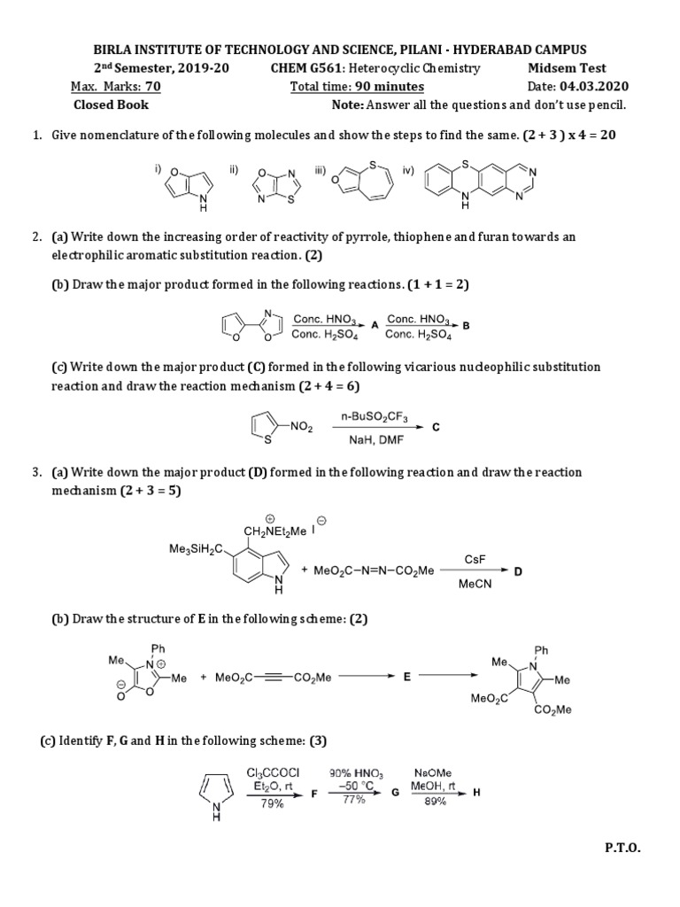 CHEM G561-Midsem Test - 2nd Sem, 19-20 | PDF