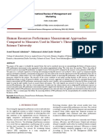 Human Resources Performance Measurement Approaches Compared To Measures Used in Master's Theses in ASU
