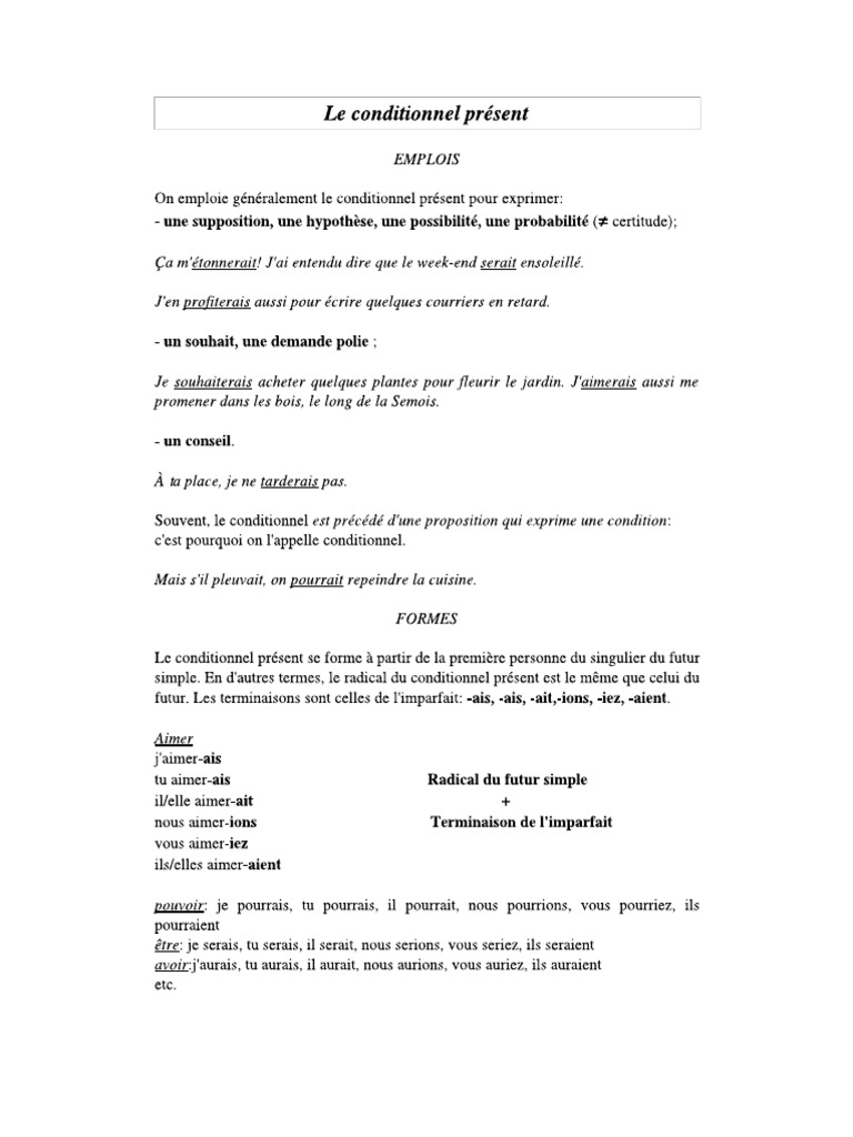 Le Conditionnel Présent 1 | PDF
