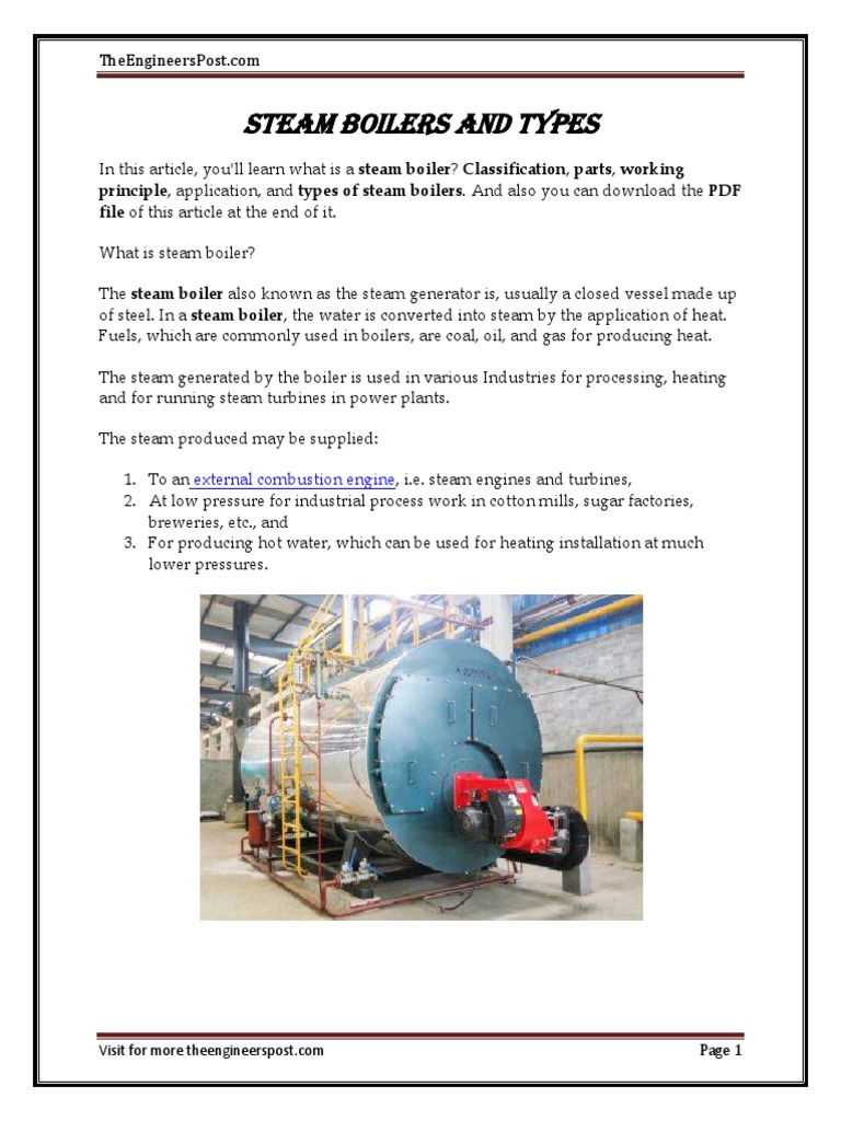 Types of Steam Boilers | PDF | Boiler | Steam