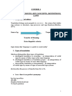 Translation Issues, Key Concepts, Definitions, Laws: Course 1