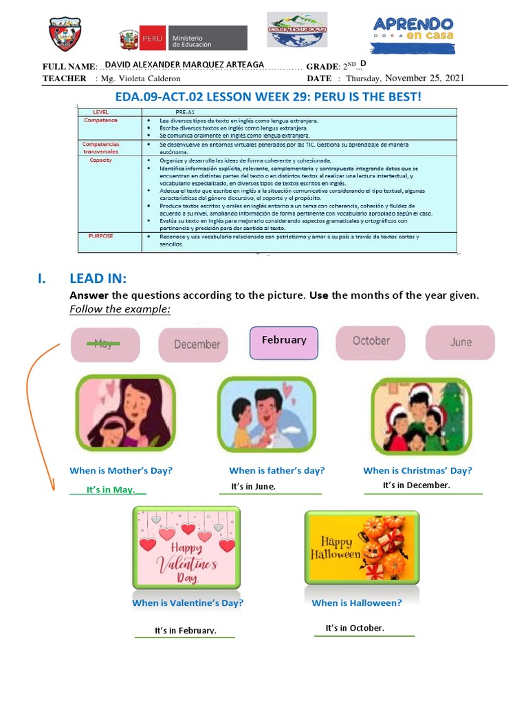 2ND Bondy Sch. Lesson Week 29-David Marquez Arteaga | PDF | Estudios de ...