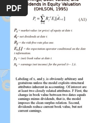 Earnings Book Values And Dividends Book Value Stock Valuation