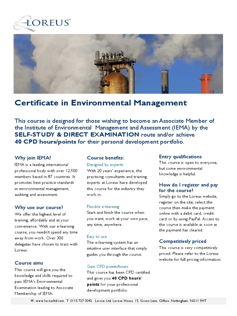 Iema Environmental Management Courses Uk – YAXN