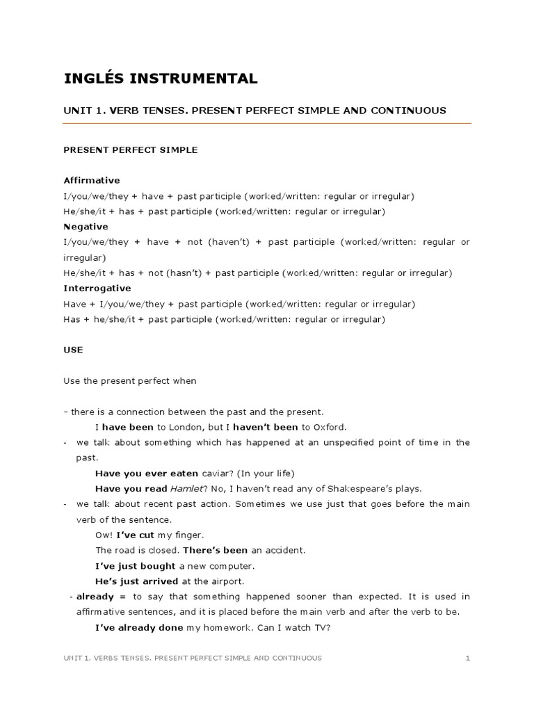 Present Perfect Tenses Explained | PDF | Verb | Semantic Units