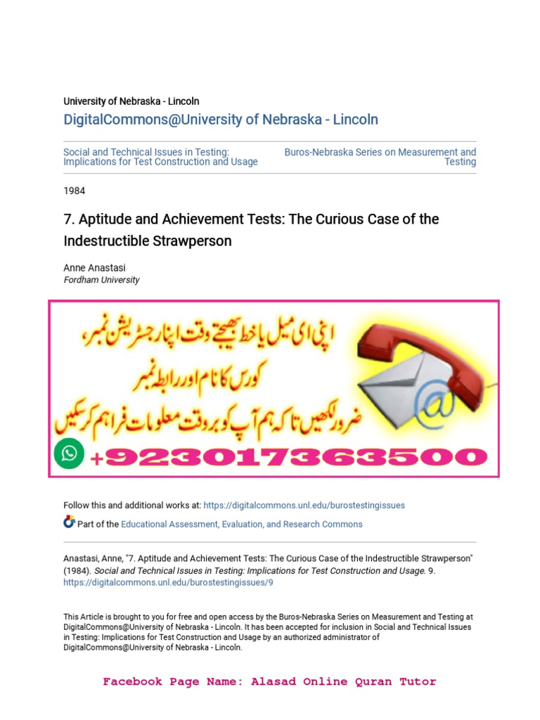 Intelligence Aptitude And Achievement Tests
