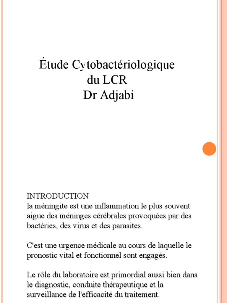 Analyse Cytobactériologique du LCR | PDF | Méningite | Médecine