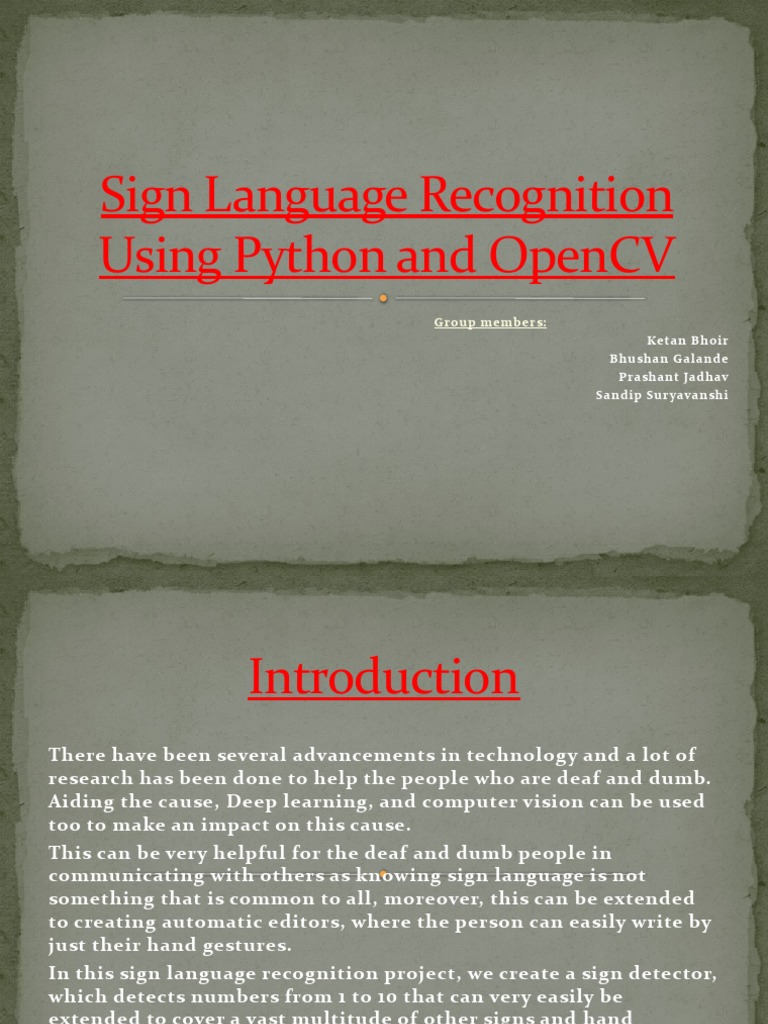 Sign Language Recognition Using Python and OpenCV | PDF | Information ...