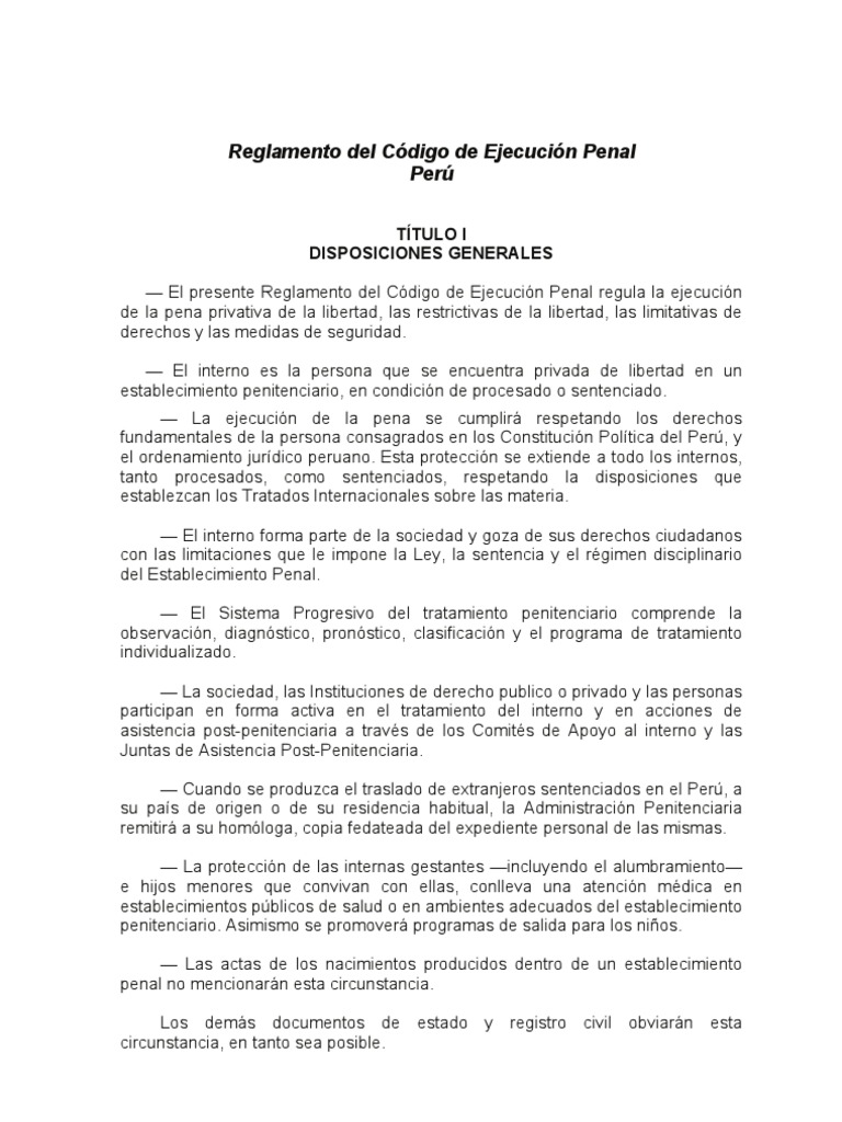Reglamento del Código de Ejecución Penal | PDF | Pena capital | Derecho ...