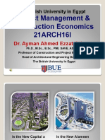 Project Management & Construction Economics 21ARCH16I: The British University in Egypt