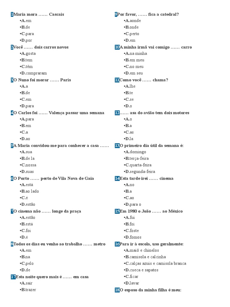 Ejercicios Multiple Choice | PDF | Pães | Cereais