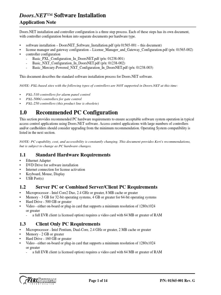 1.0 Recommended PC Configuration: Application Note | PDF | Installation ...