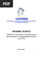 Residencia Comunitaria en pequeño grupo para personas con Discapacidad Mental en Lima Peru