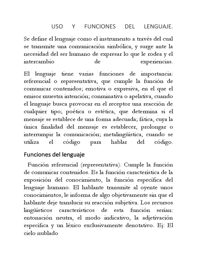 Funciones del Lenguaje y su Uso | PDF | Comunicación | Comunicación humana