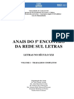 Anais do 5o Encontro da Rede Sul Letras: Trabalhos Completos Volume I