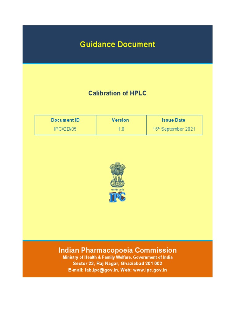 Calibration of HPLC PDF High Performance Liquid Chromatography