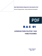 RAC 61 - Licencias para Pilotos y Sus Habilitaciones