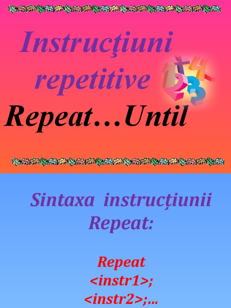 Instructiuni Repetitive - Repeat | PDF