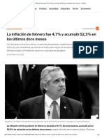 La Inflación de Febrero Fue 4,7% y Acumuló 52,3% en Los Últimos Doce Meses - Infobae