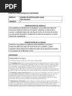 Plantilla para Entrega de Contenidos Módulo Examen de Certificación: Calex Tipos de Textos Unidad # 1 Presentación Del Módulo