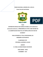 Niveles óptimos de harina de canavalia predigerida para pollos