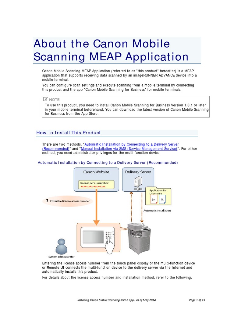 Canon Mobile Scanning MEAP App Guide | PDF | Mobile App | Installation ...