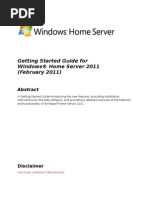 Getting Started Guide For Windows Home Server 2011