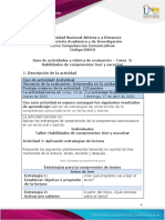 Guía de Actividades y Rúbrica de Evaluación - Unidad 2 - Tarea 3 - Habilidades de Comprensión Leer y Escuchar