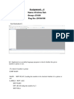 Assignment - 4 Name:-Krishna Sah Group:-CS-B1 Reg No:-20194190