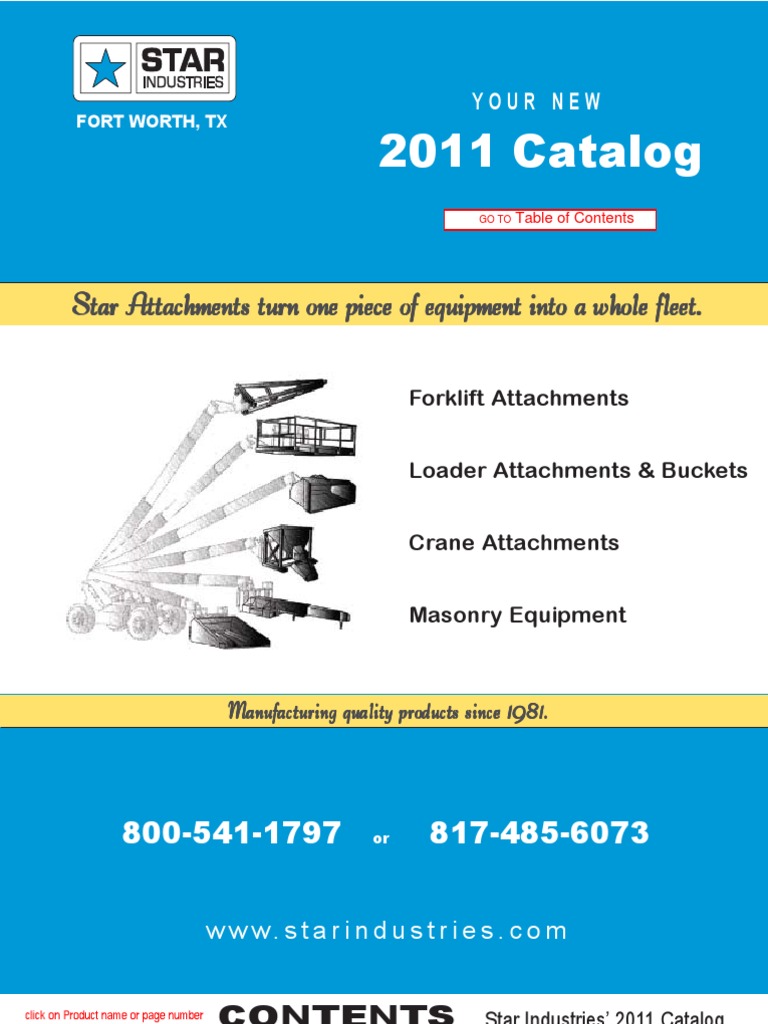 Star Industries Forklift Attachments Catalog | PDF | Forklift | Loader ...