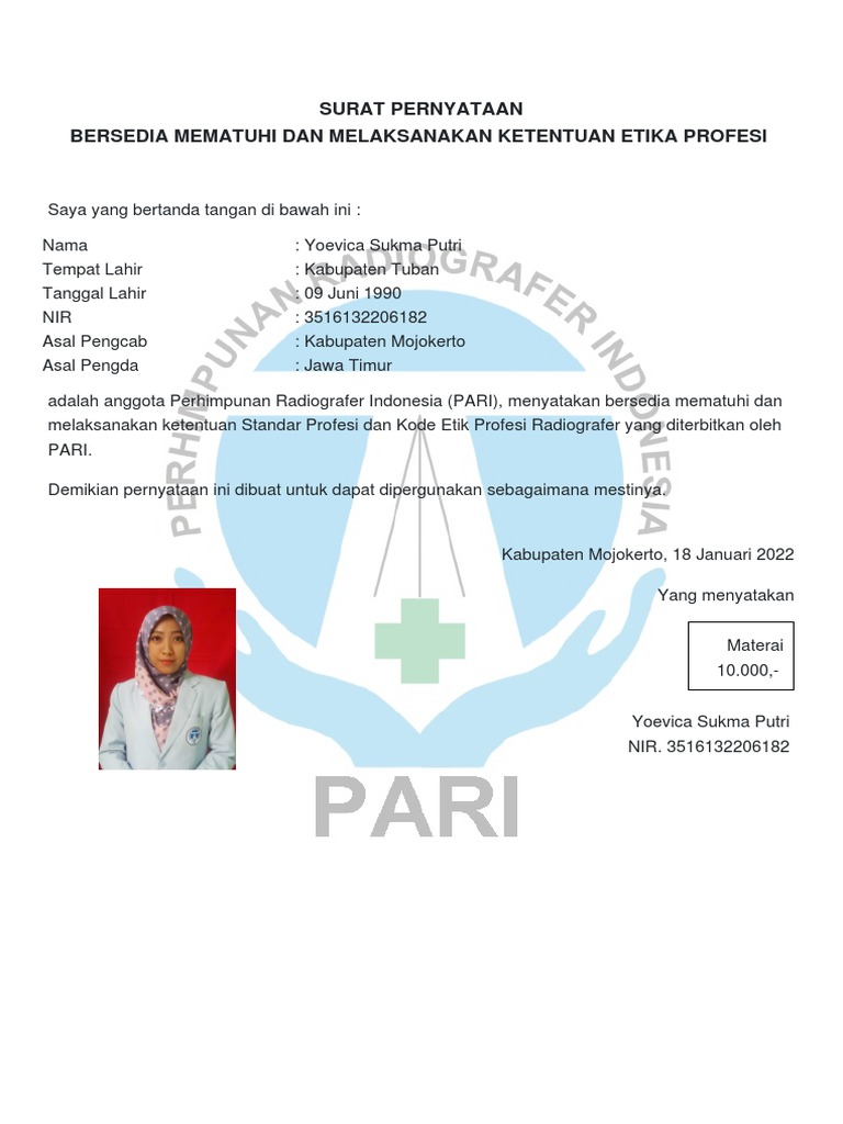 Surat Pernyataan Mematuhi Profesi - vrogue.co