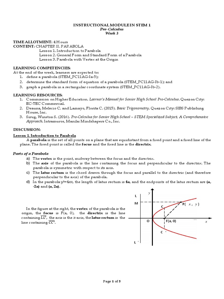 Understanding Parabolas in Pre-Calculus | PDF | Geometry | Elementary ...